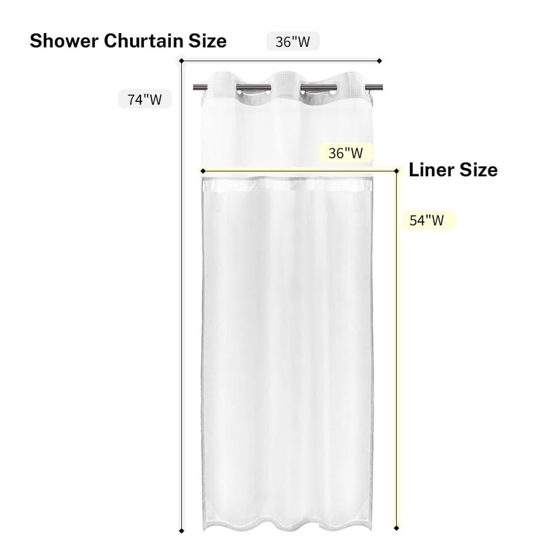 River Dream Stall Size Fabric Snap in Shower Curtain Liner Replacement 36W x 54H inch,with Magnets,(Fit Shower Curtains 36(W) x 74(H) with Window) - Image 3